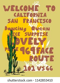 California cactus graphic design vector art