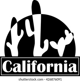 California, cactus, summer vector print and varsity. For t-shirt or other uses in vector.T shirt graphic