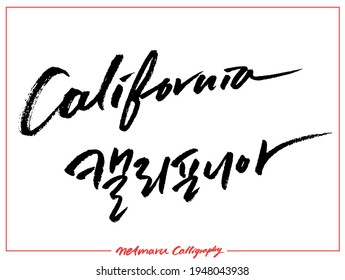 California calligraphy typography hand write brush pen draw black text keyword