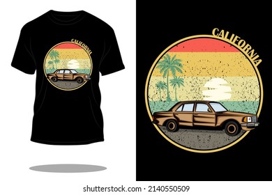 california car retro t shirt design