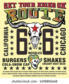 California chicago Route 66 graphic design vector art