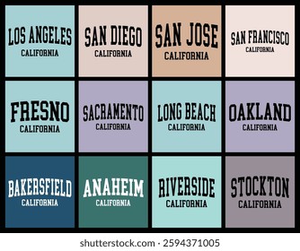California Cities by Population t shirt bundle