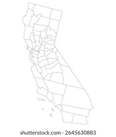 California with city map. Map of the U.S. state of California in white color. 