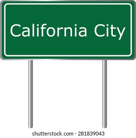 California City , California, road sign green vector illustration, road table, USA city