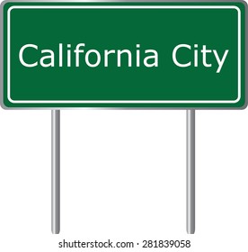 California City , California, road sign green vector illustration, road table, USA city