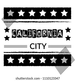 California city slogan,California city print in vector, t-shirt graphics, designed for tee print design. Vector illustration.