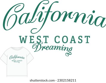 California city themed graphic. Vector graphics are made with varsity style font.