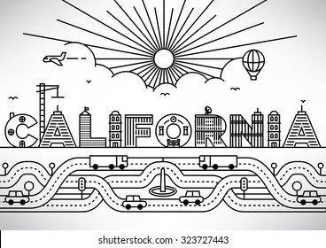 California City Typography Design with Building Letters
