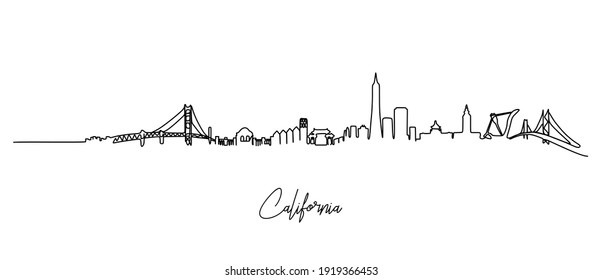 California City Of The USA Skyline - Continuous One Line Drawing