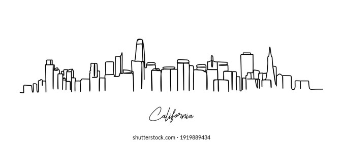 California city of the USA skyline - continuous one line drawing