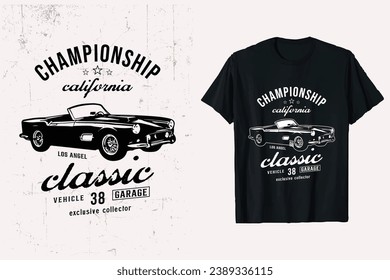 california classic car vector t-shirt design graphic. old custom cars graphic template. vehicle cars black and white t-shirt.