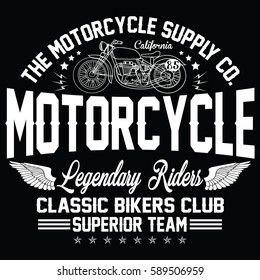 California classic motorcycle, legendary riders typography, t-shirt graphics, vectors