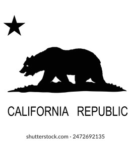 California coat of arms from flag vector silhouette illustration isolated. United states of America. National symbol of California shape. USA country. Wild animal bear walk in nature wildlife habitat.
