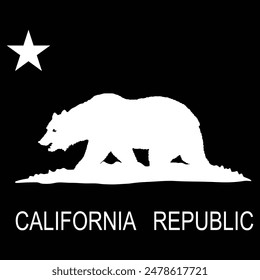 California coat of arms from flag vector silhouette illustration isolated. United states of America. National symbol of California shape. USA country. Wild animal bear walk in nature wildlife habitat.