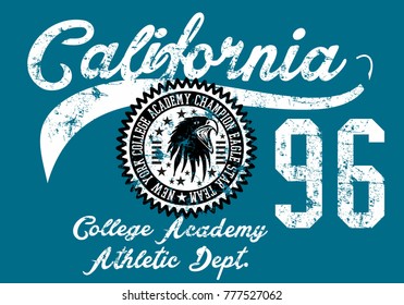 California College Academy Athletic Eagle style printing and embroidery graphic design vector artwork