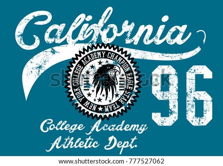 California College Academy Athletic Eagle style printing and embroidery graphic design vector artwork