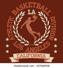 California College basketball design print for t-shirt. Sport Typography, vintage Vector