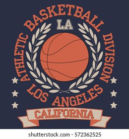 California College fashion design basketball print for t-shirt. Sport Typography, vintage Vector