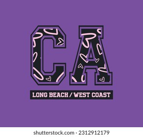 California College slogan vector with love pattern illustration for kids - girl hoodie, tee - t shirt and sticker