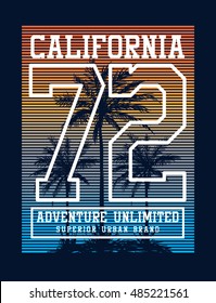 California college typography for t-shirt print , vector illustration