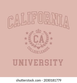 California college varsity slogan print. College slogan typography print design. Vector t-shirt graphic or other uses.