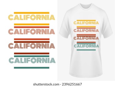 California colorful typography stylish T-shirt trendy apparel, print