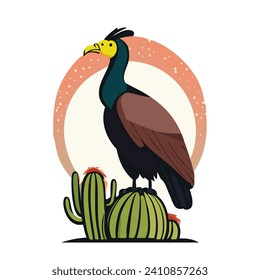 Cóndor de California en el fondo blanco. Animales de especies amenazados o en peligro de extinción. Ilustración vectorial plana