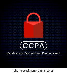 California Consumer Privacy Act (CCPA) symbol with lock illustration for editorial and websites 