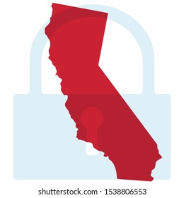 California Consumer Protection Act or CCPA symbol with lock flat vector icon for apps and websites