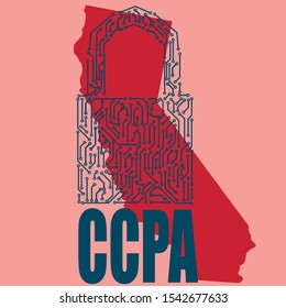 California Consumer Protection Act or CCPA symbol with lock flat vector icon for apps and websites