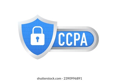 California Consumer Protection Act or CCPA symbol with lock flat vector icon for apps and websites. Consumer protection for residents of California, United States. Vector illustration