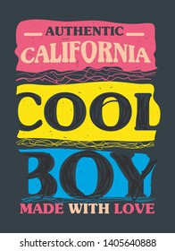 california cool boy,t-shirt design vector illustration
