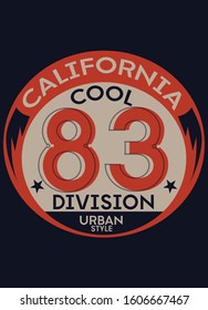 california cool division,t-shirt design fashion vector