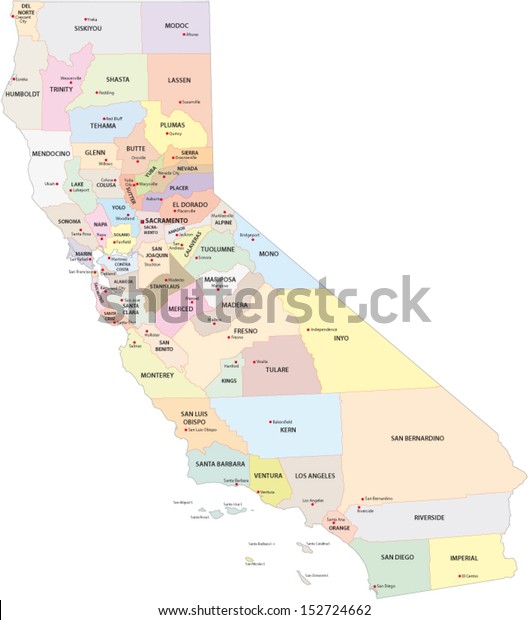 California County Map Stock Vector (Royalty Free) 152724662