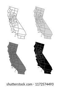 California County Map (Gray, Black, White)