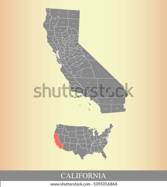 California County Map With Names Labeled California State Of Usa Map Vector Outline 9598