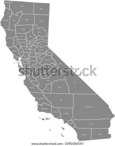 California County Map Vector Outline Gray Stock Vector Royalty Free 1090186547 4174