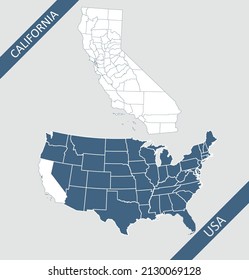 Kalifornien County auf US-Karte