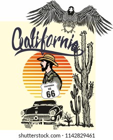 California Cowboy graphic design vector art