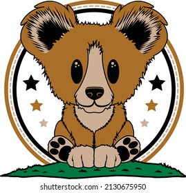 California Cub sitting on a grass hill. Perfect for schools and sports teams. Add an arched name-drop across the top of the design or straight across on the bottom.