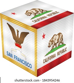 California Cube - Illustration, 
Three dimensional flag of San Francisco