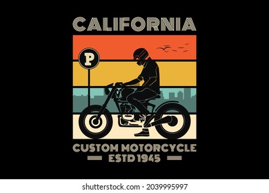 California custom motorcycle, design sleety retro style.