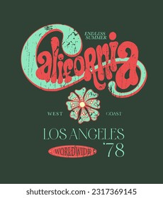 California custom typographic graphic design in vintage look 