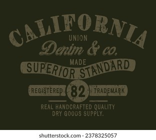 California Deni y Co. Superior estándar Diseño de camisetas editables gráfico gráfico gráfico de la imagen vectorial para hombres y mujeres