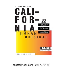 California Denim Clothing Urban Original Typography poster graphic design t shirt print vector