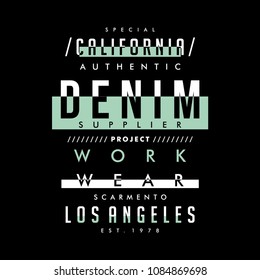 california denim graphic typography t shirt design, vector vintage illustration artistic art