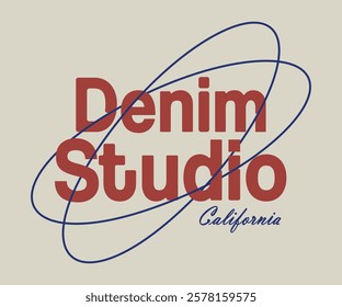 California Denim Studio US state slogan print with emblem for graphic tee t-shirt or sweatshirt.