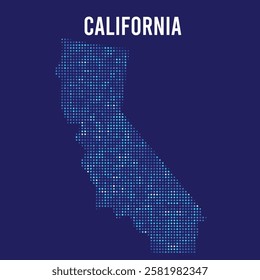 California digital DOTTED MAP on blue background.eps
