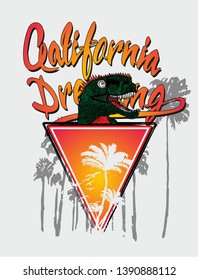 california dinosaur graphic design vector art