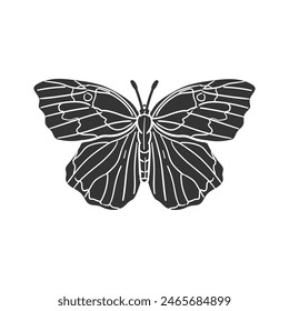 California Dogface Butterfly Icon Silhouette Illustration. Insects Vector Graphic Pictogram Symbol Clip Art. Doodle Sketch Black Sign.